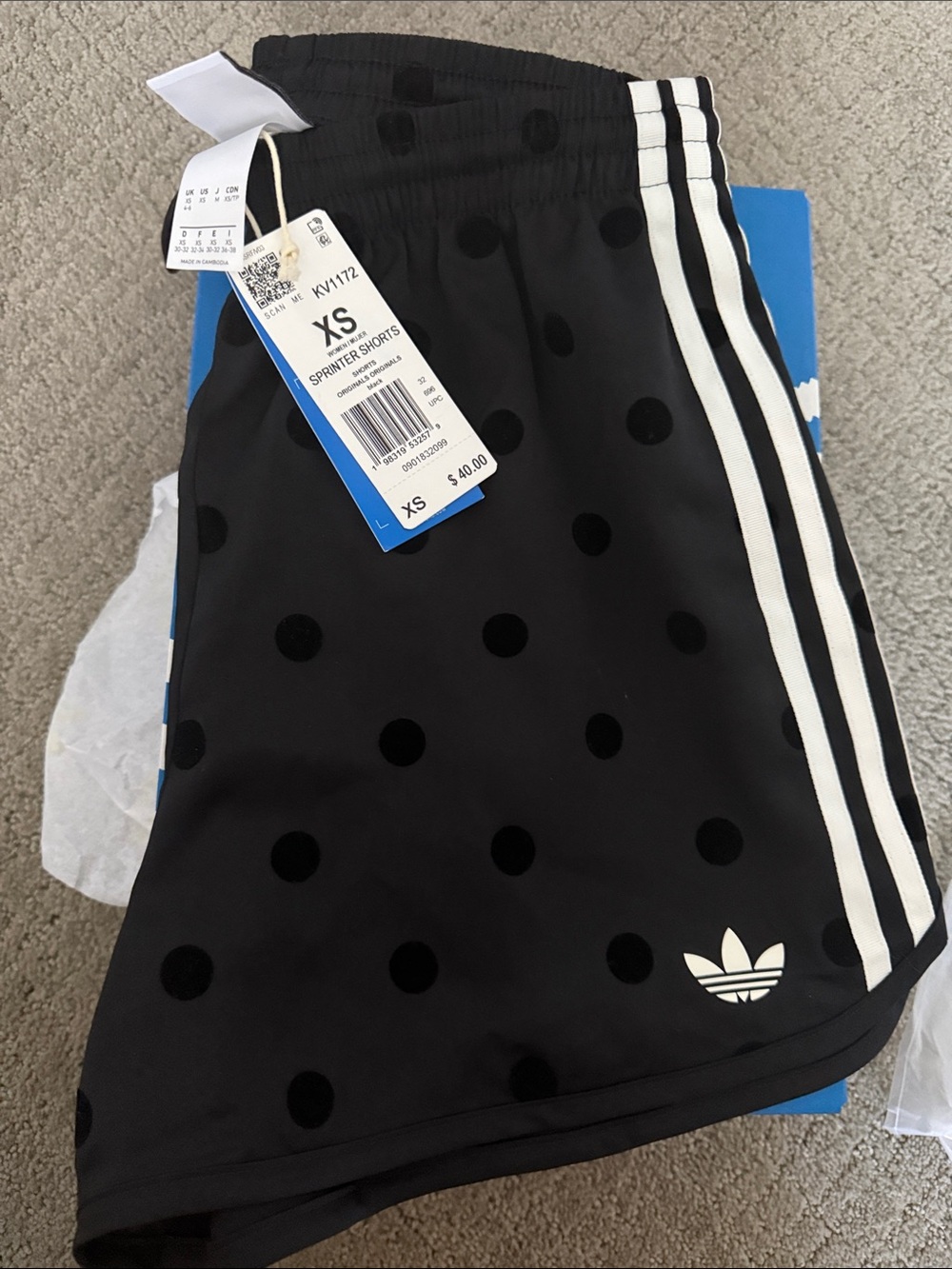 NWT adidas Polka Dot Sprinter Shorts (BLACK) - Picture 8 of 8